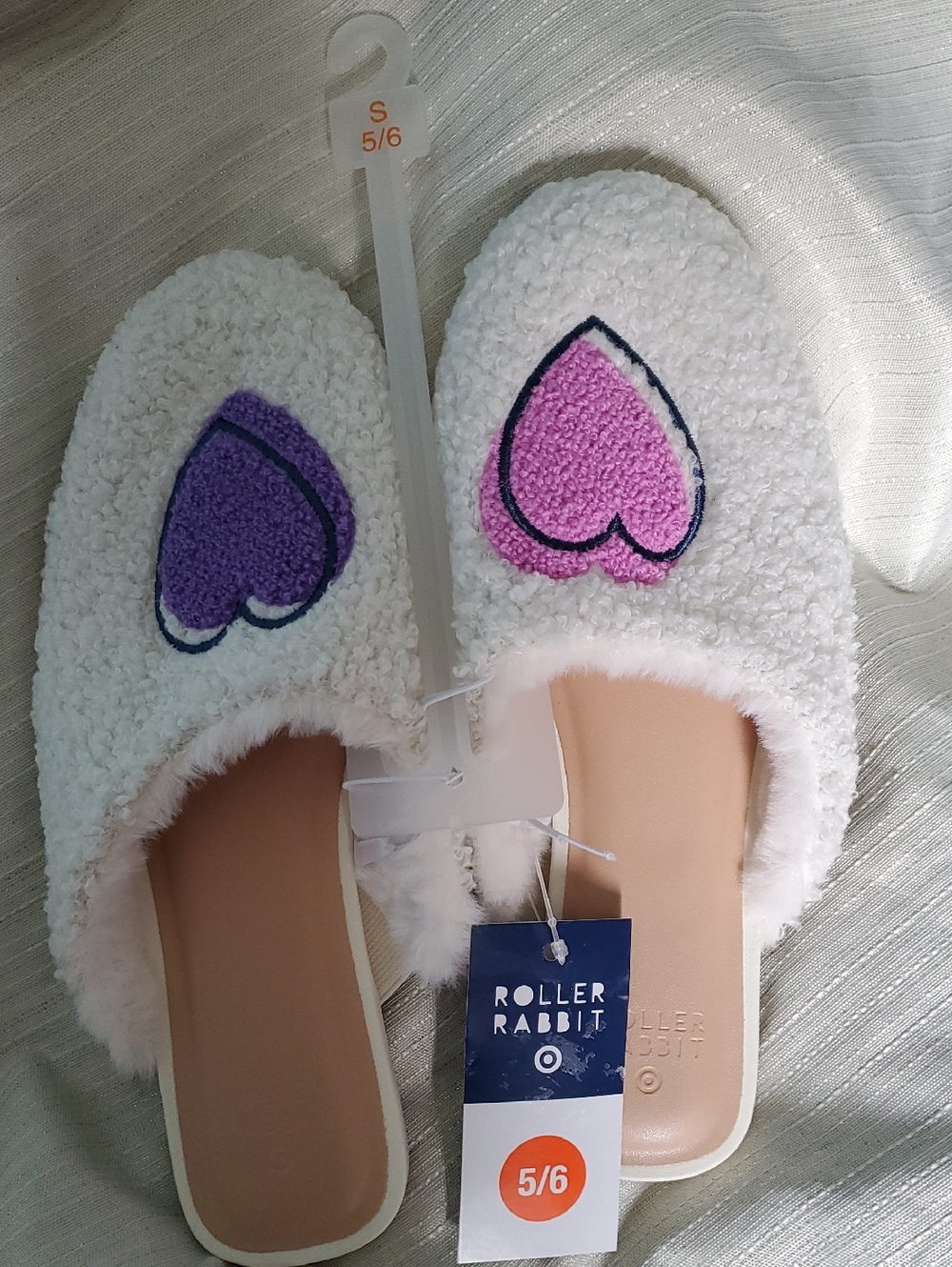 Roller Rabbit x Target Disco Hearts Fuzzy House Slippers